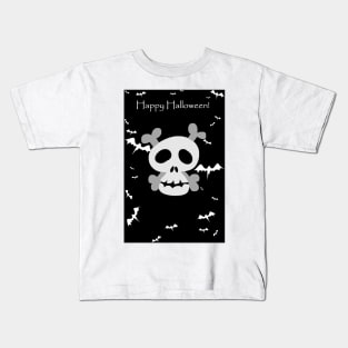 "Happy Halloween" Skull and Cross Bones Kids T-Shirt